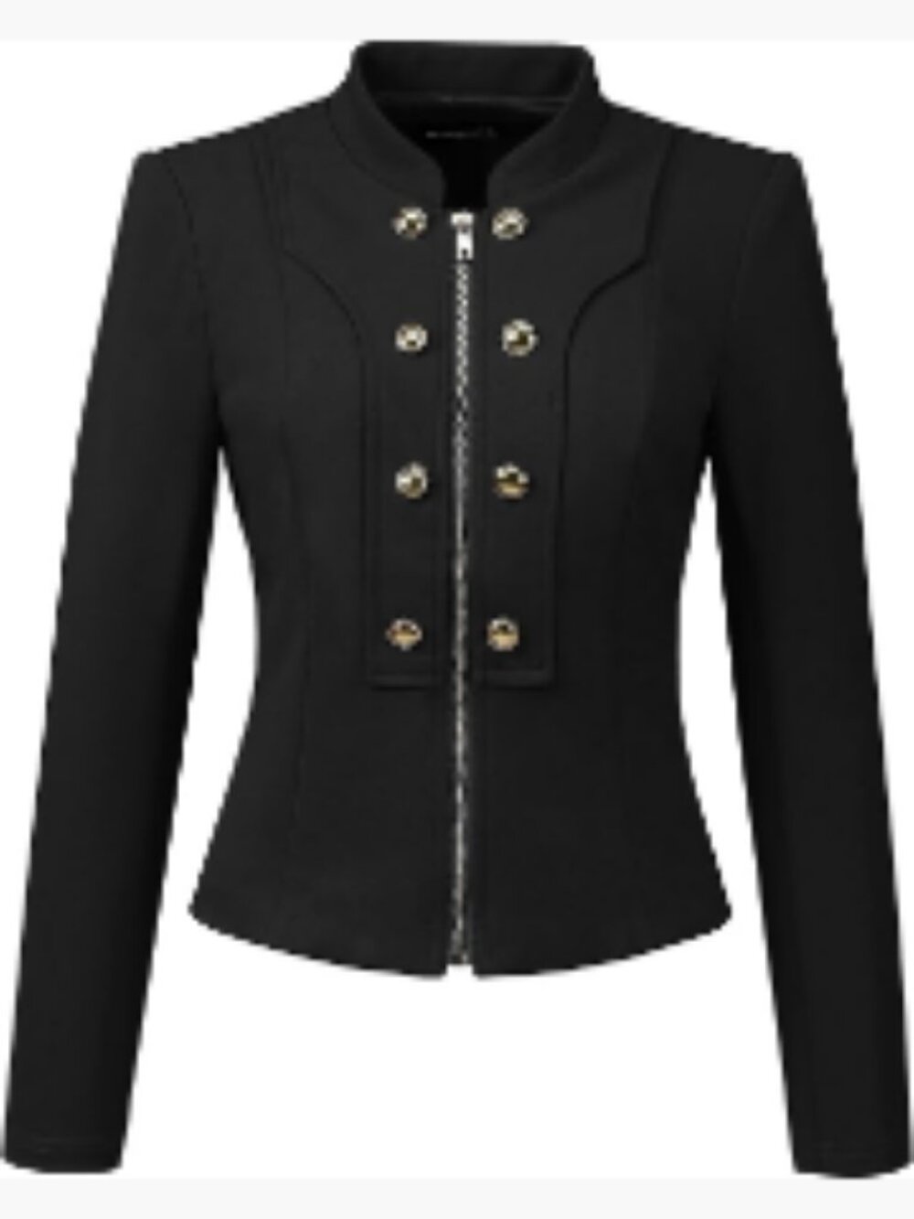 Steampunk Zip Up Crop Jacket with Button Decor, Machine Washable
